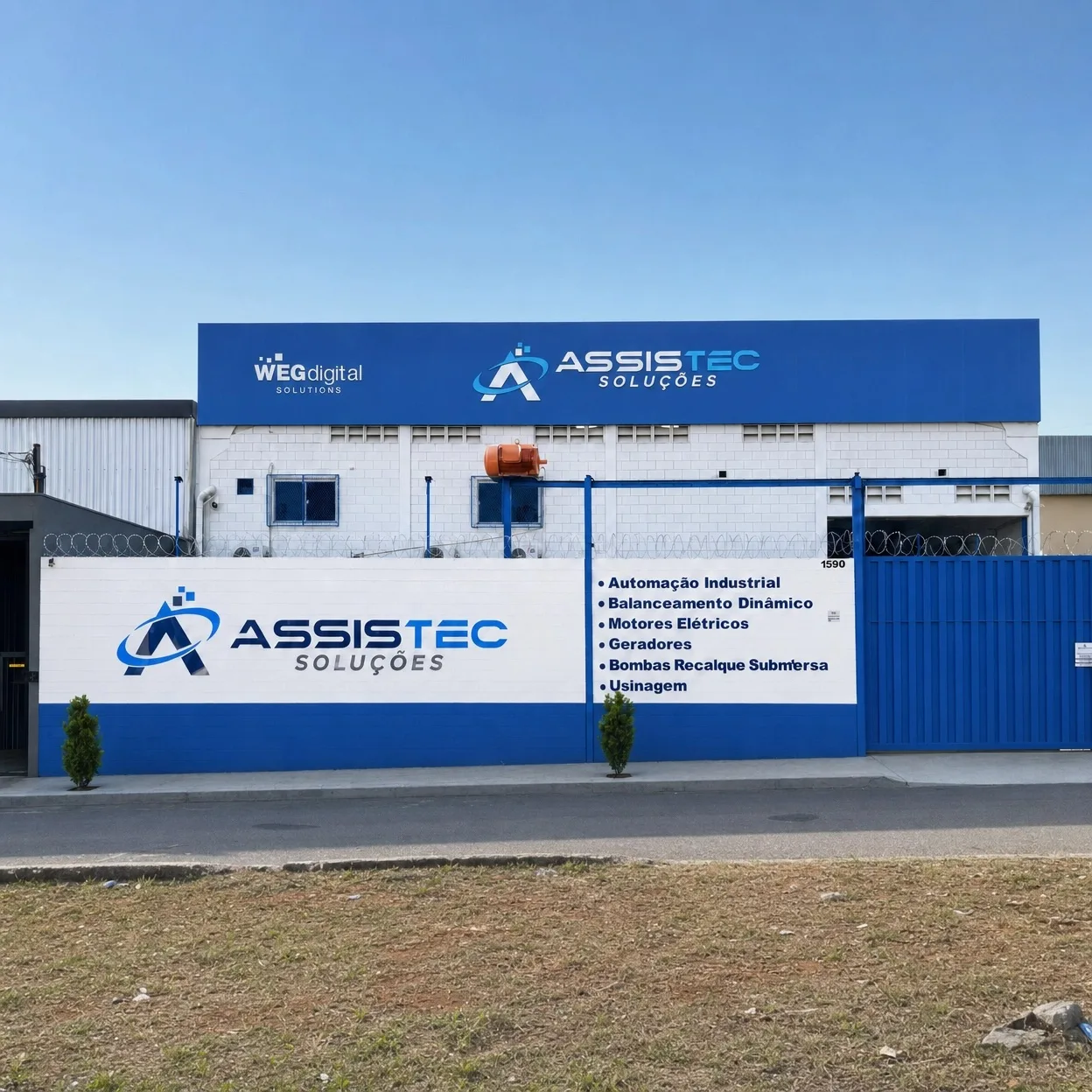 Fachada da sede da Assistec Soluções, autorizada WEG Digital Solutions